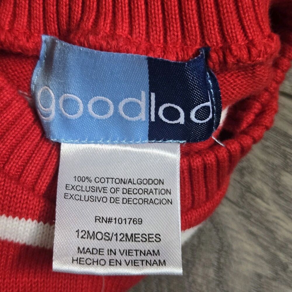 NWT Good Lad Baby Boy 12M Knit Sweater Romper Red Striped Hunk Cracker Barrel - Picture 8 of 10